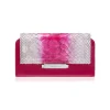 Aleksandra Badura - Small Leather Goods - Continental Wallet in Python & Calfskin - White & Fuchsia - Luxury High Quality - Avvenice