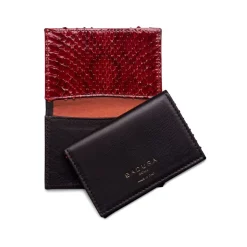 Aleksandra Badura - Small Leather Goods - Business Card Holder in Calfskin & Python - Brown & Red - Luxury High Quality - Avvenice