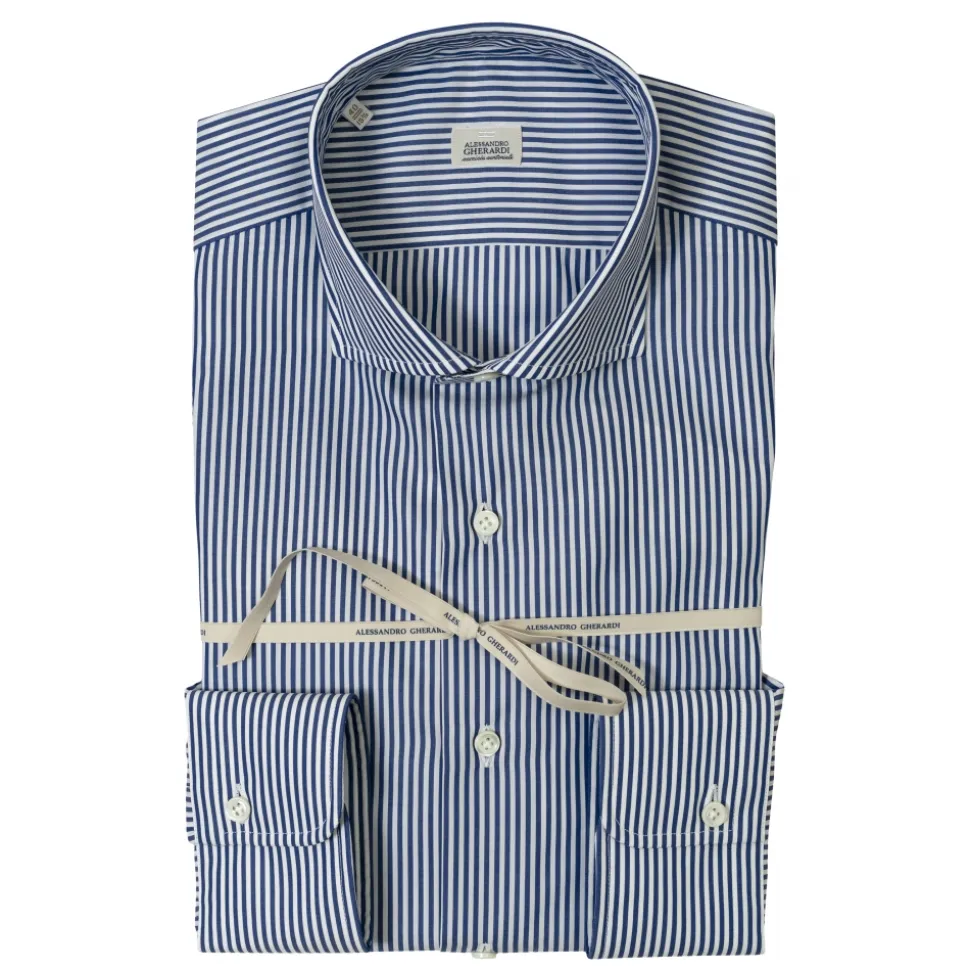 Alessandro Gherardi - Long Sleeve Shirt - Blue Stripe - Shirt - Handmade in Italy - Luxury Exclusive Collection - Avvenice