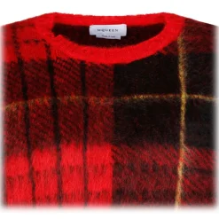 Alexander McQueen - Check Red Mohair Jumper Knitwear - Red Black Yellow - Alexander McQueen Exclusive Luxury Collection - Avvenice