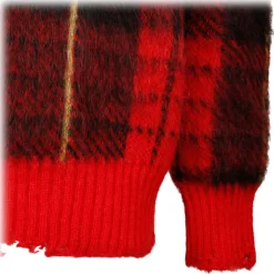 Alexander McQueen - Check Red Mohair Jumper Knitwear - Red Black Yellow - Alexander McQueen Exclusive Luxury Collection - Avvenice