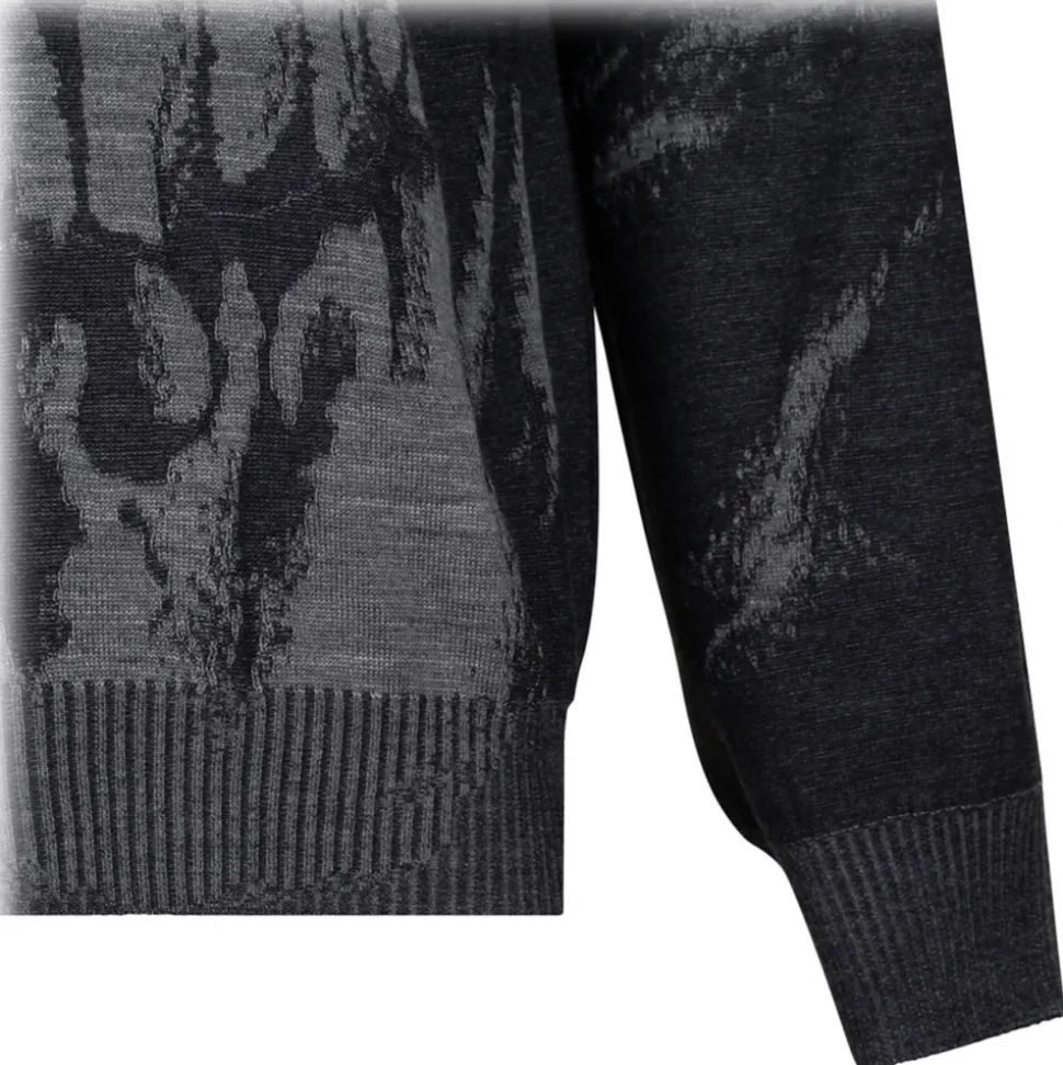 Alexander McQueen - Grey Skull Intarsia Sweater - Grey Charcoal - Alexander McQueen Exclusive Luxury Collection - Avvenice