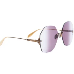 Alexander McQueen - Hexagonal Jewel Sunglasses - Gold Violet - Alexander McQueen Eyewear - Avvenice