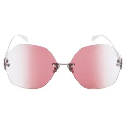 Alexander McQueen - Jeweled Hexagonal Sunglasses - Silver Red - Alexander McQueen Eyewear - Avvenice