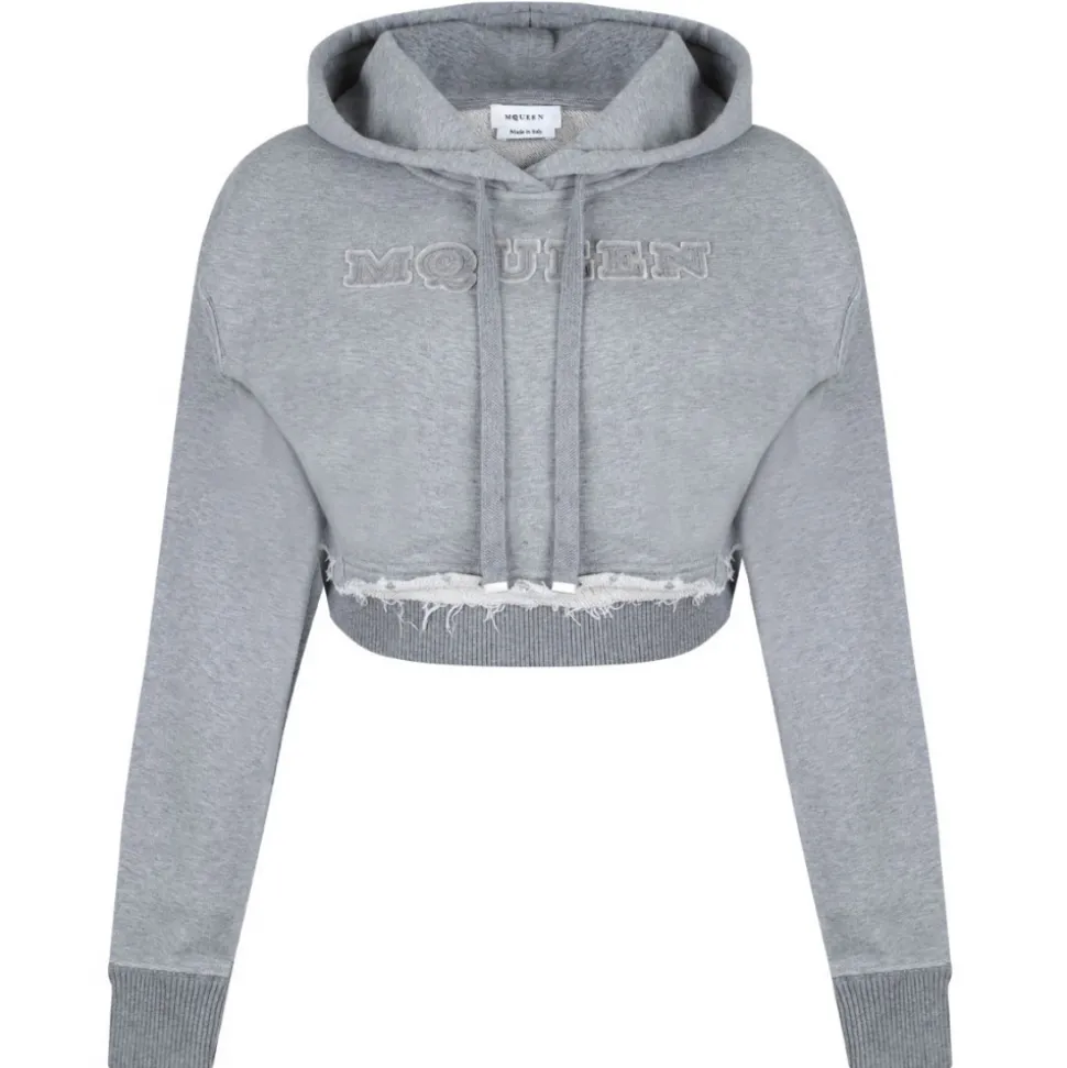 Alexander McQueen - Logo Embroidered Hoodie - Light Grey - Alexander McQueen Exclusive Luxury Collection - Avvenice