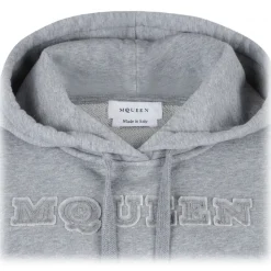 Alexander McQueen - Logo Embroidered Hoodie - Light Grey - Alexander McQueen Exclusive Luxury Collection - Avvenice