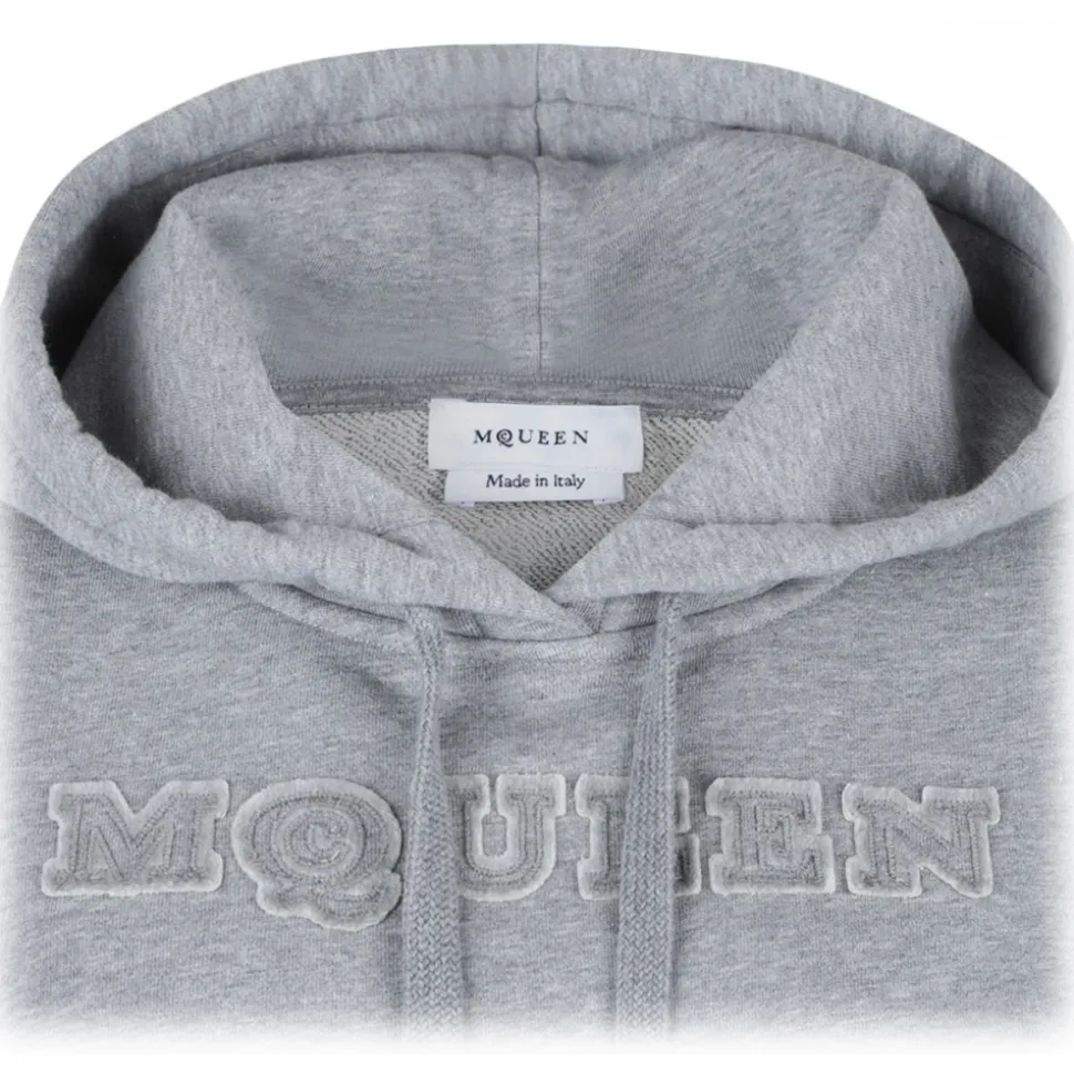 Alexander McQueen - Logo Embroidered Hoodie - Light Grey - Alexander McQueen Exclusive Luxury Collection - Avvenice