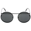 Alexander McQueen - Metal Round Piercing Sunglasses - Matte Black - Alexander McQueen Eyewear - Avvenice