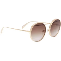 Alexander McQueen - Metal Piercing Frame Sunglasses - Gold Brown - Alexander McQueen Eyewear - Avvenice