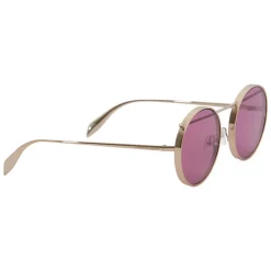 Alexander McQueen - Metal Round Piercing Sunglasses - Gold Violet - Alexander McQueen Eyewear - Avvenice