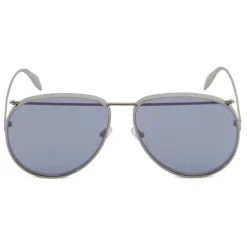 Alexander McQueen - Metal Aviator Piercing Sunglasses - Silver Violet - Alexander McQueen Eyewear - Avvenice