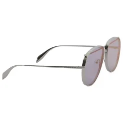Alexander McQueen - Metal Aviator Piercing Sunglasses - Silver Violet - Alexander McQueen Eyewear - Avvenice