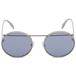 Alexander McQueen - Metal Round Piercing Sunglasses - Silver Violet - Alexander McQueen Eyewear - Avvenice
