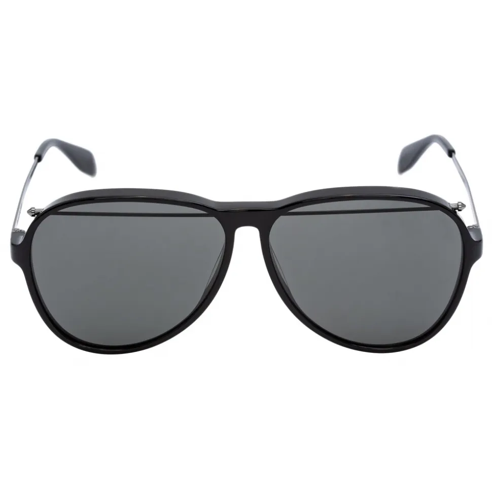 Alexander McQueen - Piercing Pilot Acetate Sunglasses - Black - Alexander McQueen Eyewear - Avvenice