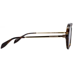 Alexander McQueen - Piercing Round Acetate Sunglasses - Havana Brown - Alexander McQueen Eyewear - Avvenice