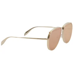 Alexander McQueen - Piercing Pilot Metal Sunglasses - Gold Brown - Alexander McQueen Eyewear - Avvenice