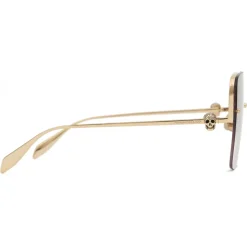 Alexander McQueen - Skull Jeweled Square Sunglasses - Gold Brown - Alexander McQueen Eyewear - Avvenice