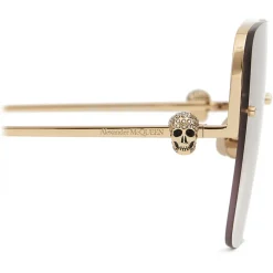 Alexander McQueen - Skull Jeweled Square Sunglasses - Gold Brown - Alexander McQueen Eyewear - Avvenice