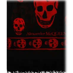 Alexander McQueen - Skull Scarf - Black Red - Alexander McQueen Exclusive Luxury Collection - Avvenice