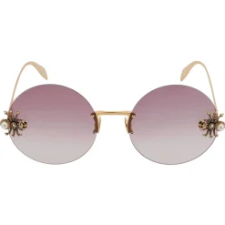 Alexander McQueen - Spider Jeweled Round Sunglasses - Gold Violet - Alexander McQueen Eyewear - Avvenice