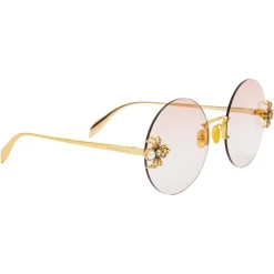 Alexander McQueen - Spider Jeweled Round Sunglasses - Gold Pink - Alexander McQueen Eyewear - Avvenice