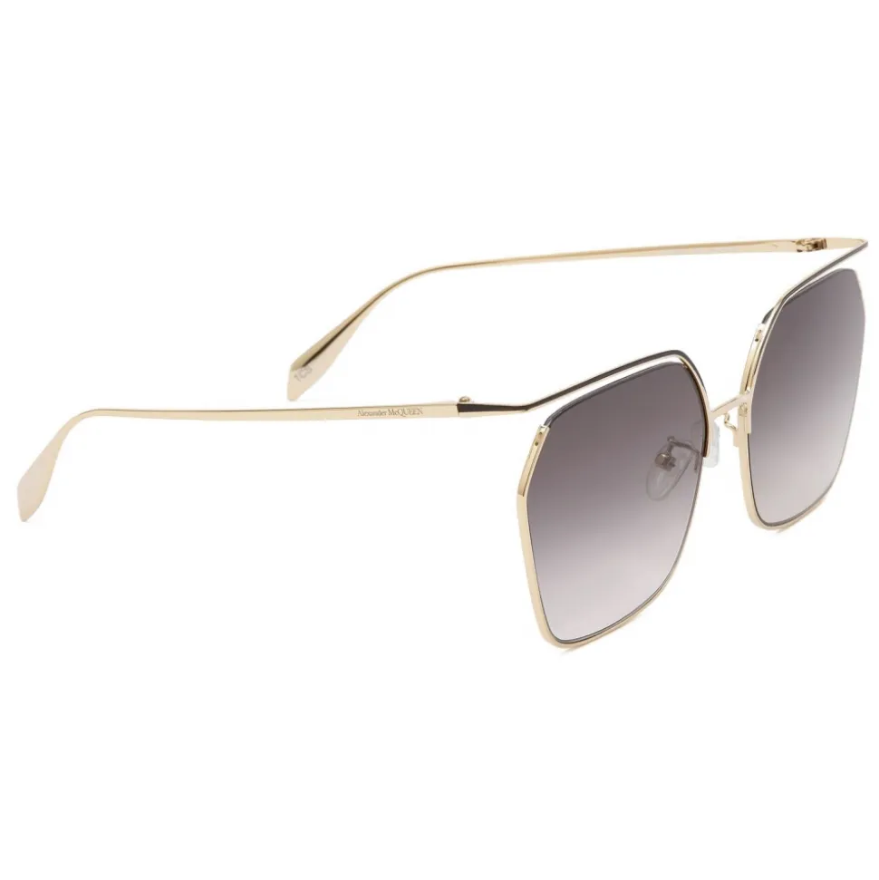 Alexander McQueen - The Cut Square Sunglasses - Light Gold Grey - Alexander McQueen Eyewear - Avvenice