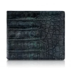 Ammoment - Caiman in Black Northern Light - Leather Bifold Wallet with Center Flap - Avvenice