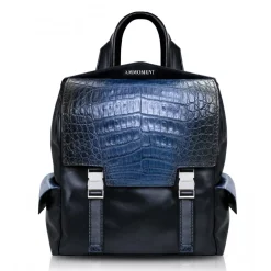 Ammoment - Caiman in Degrade Navy-Black - Leather Zane Small Backpack - Avvenice