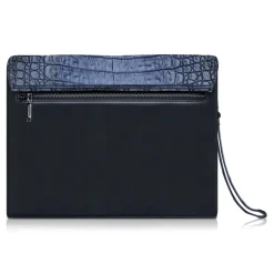 Ammoment - Caiman in Degrade Navy-Black - Leather Pete Clutch Bag - Avvenice