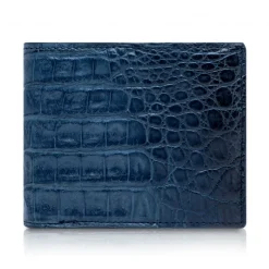 Ammoment - Caiman in Degrade Light-Dark Blue - Leather Bifold Wallet with Center Flap - Avvenice