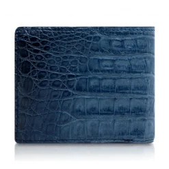 Ammoment - Caiman in Degrade Light-Dark Blue - Leather Bifold Wallet with Center Flap - Avvenice