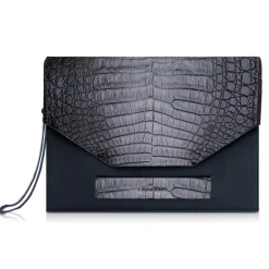 Ammoment - Caiman in Degrade Coal New Age - Leather Pete Clutch Bag - Avvenice