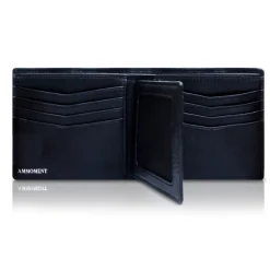 Ammoment - Caiman in Degrade Navy-Black - Leather Bifold Wallet with Center Flap - Avvenice