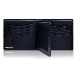 Ammoment - Caiman in Degrade Coal New Age - Leather Bifold Wallet with Center Flap - Avvenice