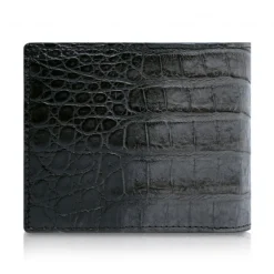 Ammoment - Caiman in Degrade Coal New Age - Leather Bifold Wallet with Center Flap - Avvenice