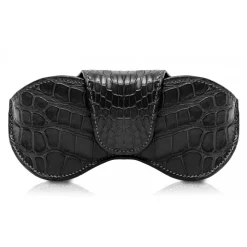 Ammoment - Eyeglass Case - Porosus Crocodile in Black - Luxury Eyeglass Leather Cover - Avvenice
