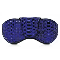 Ammoment - Eyeglass Case - Python in NYX Blue Metallic - Luxury Eyeglass Leather Cover - Avvenice