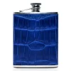 Ammoment - Hip Flask - Crocodile in Blue Navy - Luxury Stainless Steel Hip Flask in Leather - Avvenice