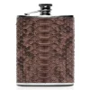 Ammoment - Hip Flask - Python in Brown - Luxury Stainless Steel Hip Flask in Leather - Avvenice