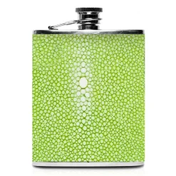 Ammoment - Hip Flask - Stingray in Light Green - Luxury Stainless Steel Hip Flask in Leather - Avvenice