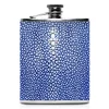 Ammoment - Hip Flask - Stingray in Blue - Luxury Stainless Steel Hip Flask in Leather - Avvenice