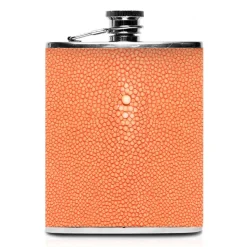 Ammoment - Hip Flask - Stingray in Orange - Luxury Stainless Steel Hip Flask in Leather - Avvenice