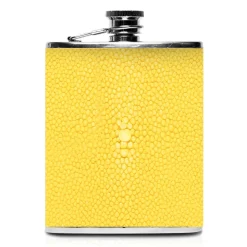 Ammoment - Hip Flask - Stingray in Yellow - Luxury Stainless Steel Hip Flask in Leather - Avvenice