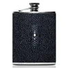 Ammoment - Hip Flask - Stingray in Black - Luxury Stainless Steel Hip Flask in Leather - Avvenice