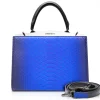 Ammoment - Jena Handbag Large in Python - Petale Blue - Luxury High Quality Leather Bag - Avvenice