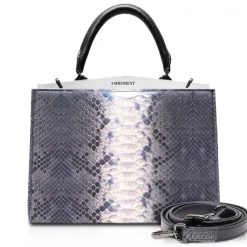 Ammoment - Jena Handbag Large in Python - Baikal Blue - Luxury High Quality Leather Bag - Avvenice
