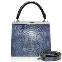 Ammoment - Jena Handbag Small in Python - Moxi Nero - Luxury High Quality Leather Bag - Avvenice