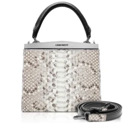 Ammoment - Jena Handbag Small in Python - Roccia - Luxury High Quality Leather Bag - Avvenice