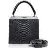 Ammoment - Jena Handbag Small in Python - Black - Luxury High Quality Leather Bag - Avvenice