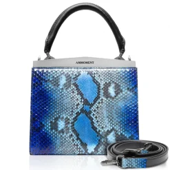Ammoment - Jena Handbag Small in Python - Alien Blue - Luxury High Quality Leather Bag - Avvenice